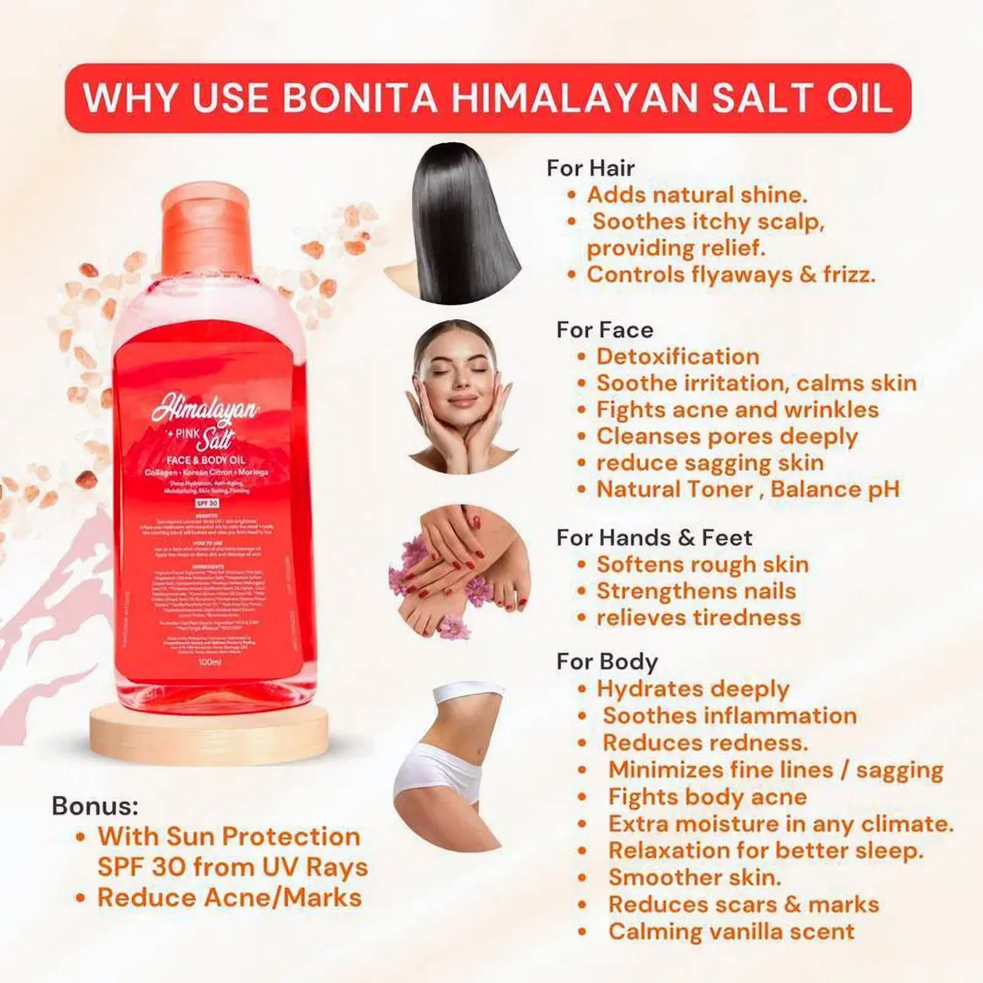 Bonita Himalayan Pink Salt Face & Body Oil SPF 30 Bonita Himalayan Pink Salt Face & Body Oil SPF 30